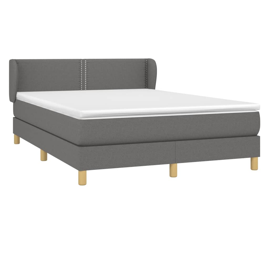 vidaXL Κρεβάτι Boxspring με Στρώμα Σκούρο Γκρι 140x190 εκ. Υφασμάτινο
