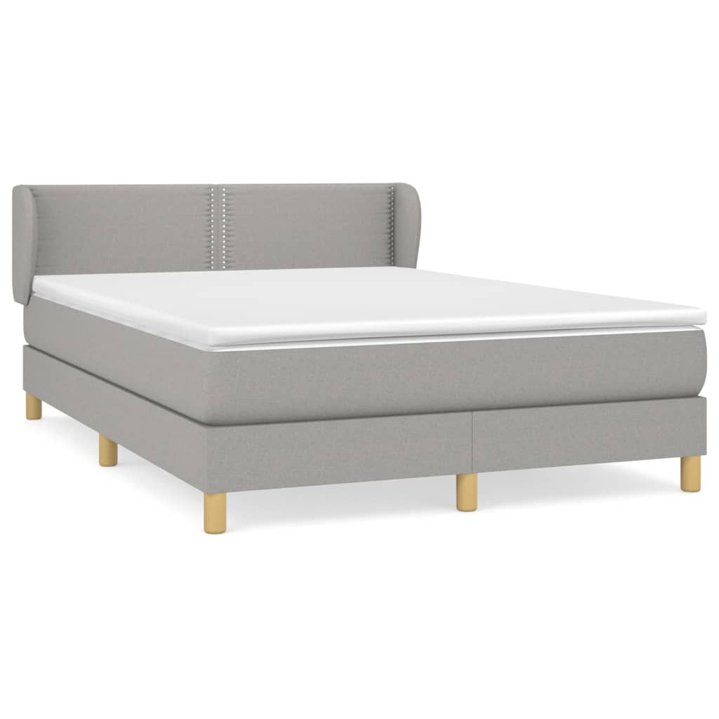 vidaXL Κρεβάτι Boxspring με Στρώμα Ανοιχτό Γκρι 140x200 εκ. Υφασμάτινο