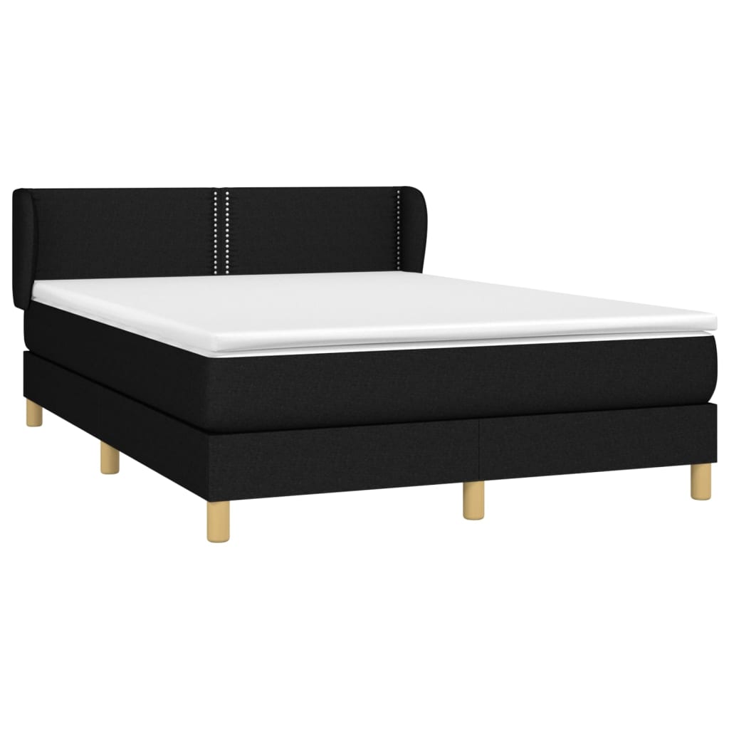 vidaXL Κρεβάτι Boxspring με Στρώμα Μαύρο 140x200 εκ. Υφασμάτινο