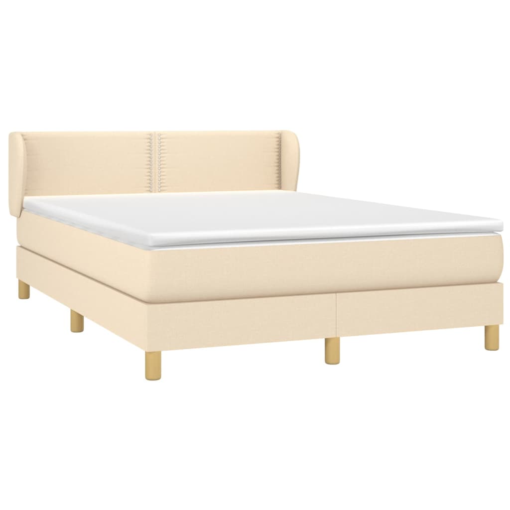vidaXL Κρεβάτι Boxspring με Στρώμα Κρεμ 140x200 εκ. Υφασμάτινο