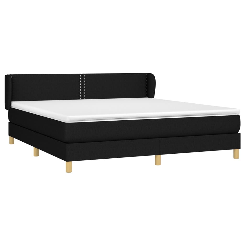 vidaXL Κρεβάτι Boxspring με Στρώμα Μαύρο 180x200 εκ. Υφασμάτινο