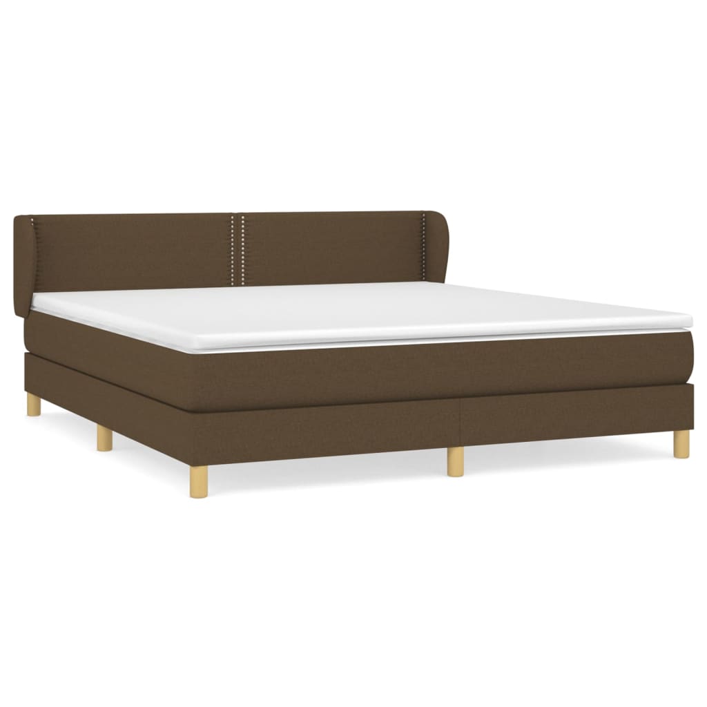 vidaXL Κρεβάτι Boxspring με Στρώμα Σκούρο Καφέ 180x200 εκ Υφασμάτινο