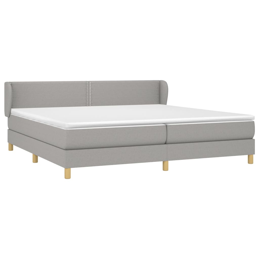 vidaXL Κρεβάτι Boxspring με Στρώμα Ανοιχτό Γκρι 200x200 εκ. Υφασμάτινο
