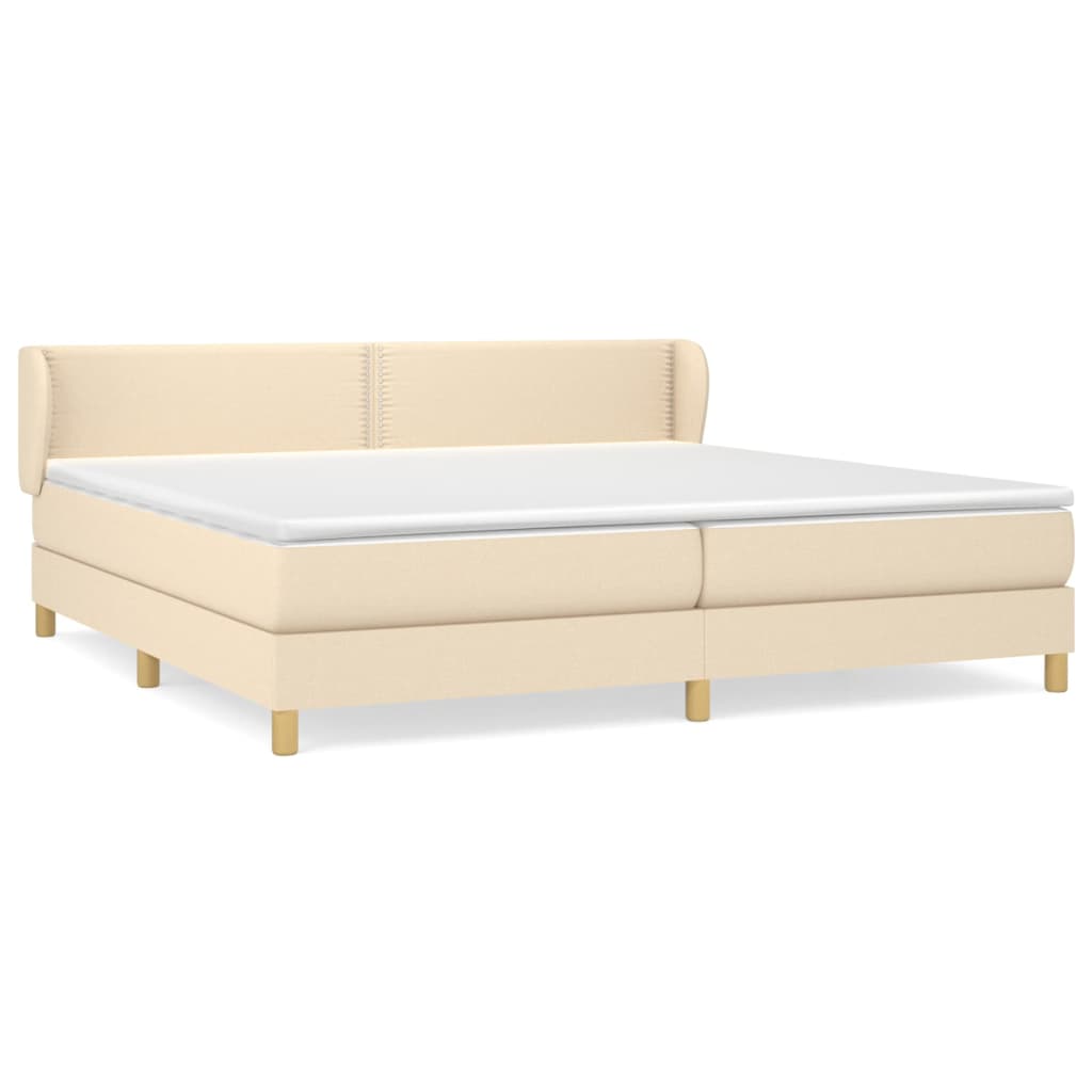 vidaXL Κρεβάτι Boxspring με Στρώμα Κρεμ 200x200 εκ. Υφασμάτινο