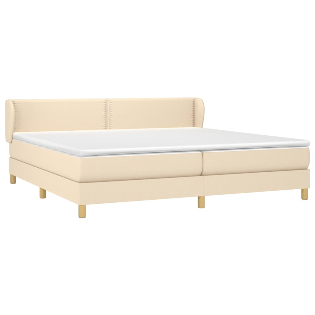 vidaXL Κρεβάτι Boxspring με Στρώμα Κρεμ 200x200 εκ. Υφασμάτινο