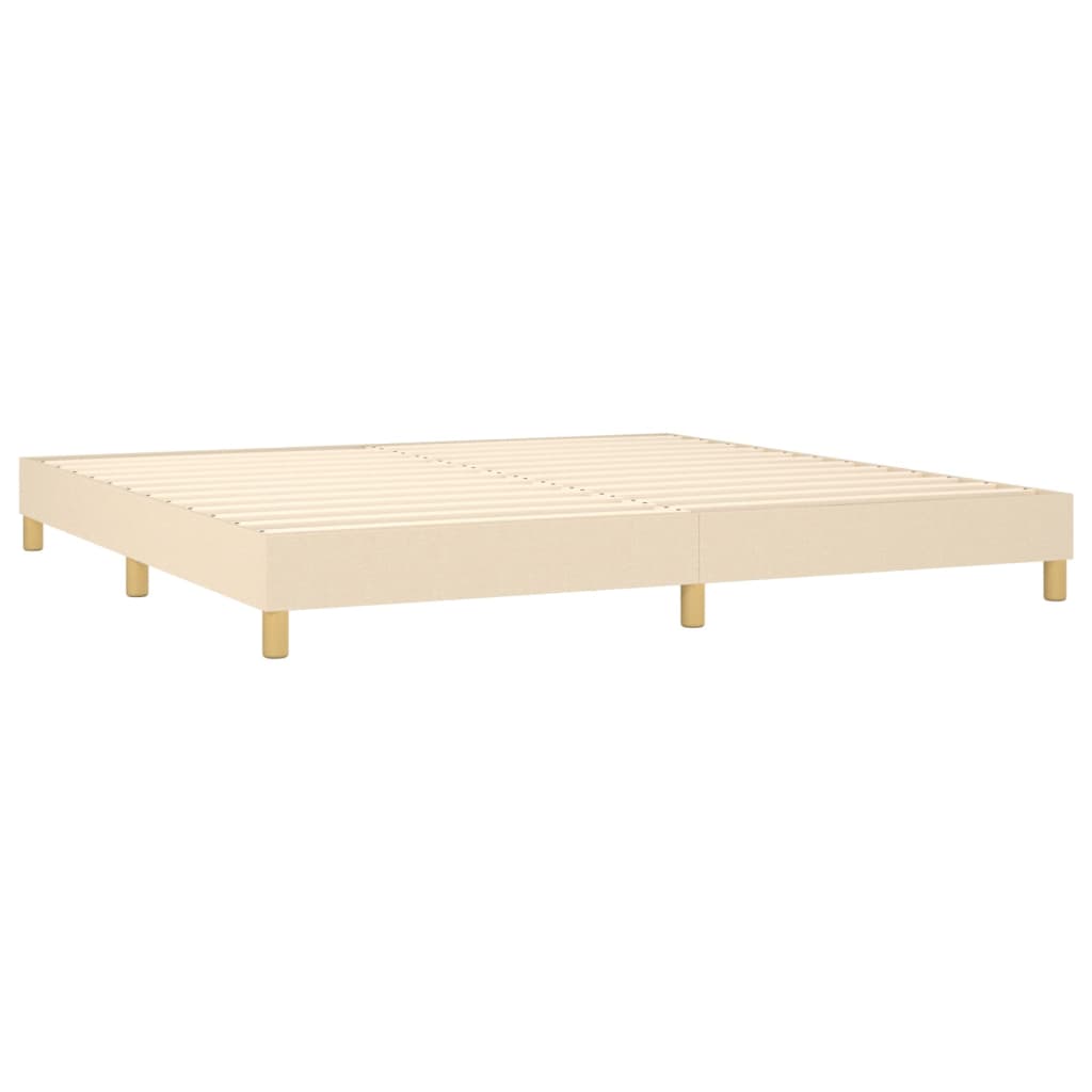 vidaXL Κρεβάτι Boxspring με Στρώμα Κρεμ 200x200 εκ. Υφασμάτινο