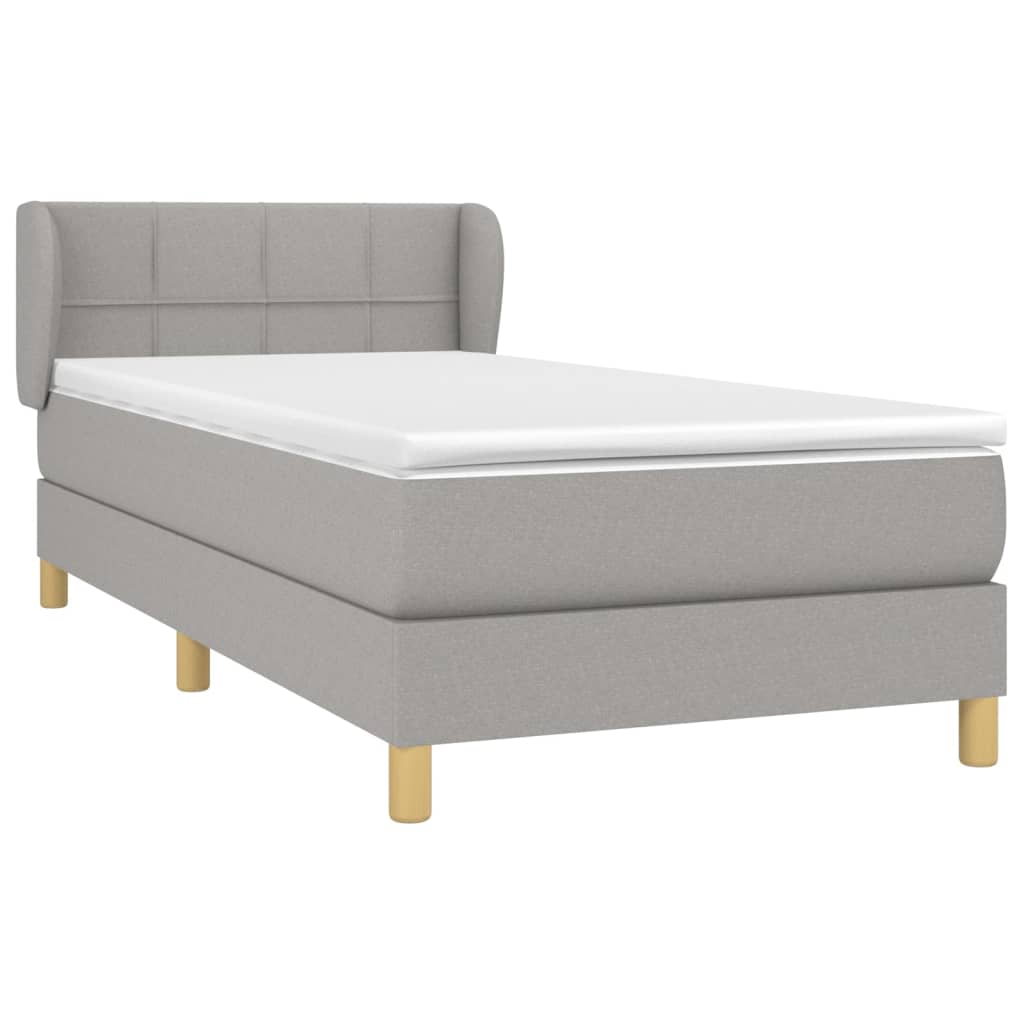 vidaXL Κρεβάτι Boxspring με Στρώμα Ανοιχτό Γκρι 90x190 εκ. Υφασμάτινο