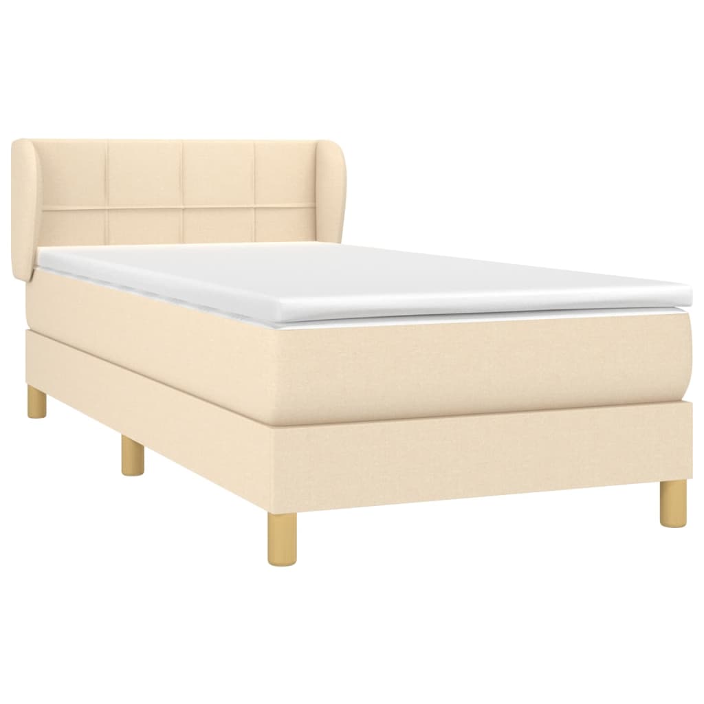 vidaXL Κρεβάτι Boxspring με Στρώμα Κρεμ 90x190 εκ.Υφασμάτινο