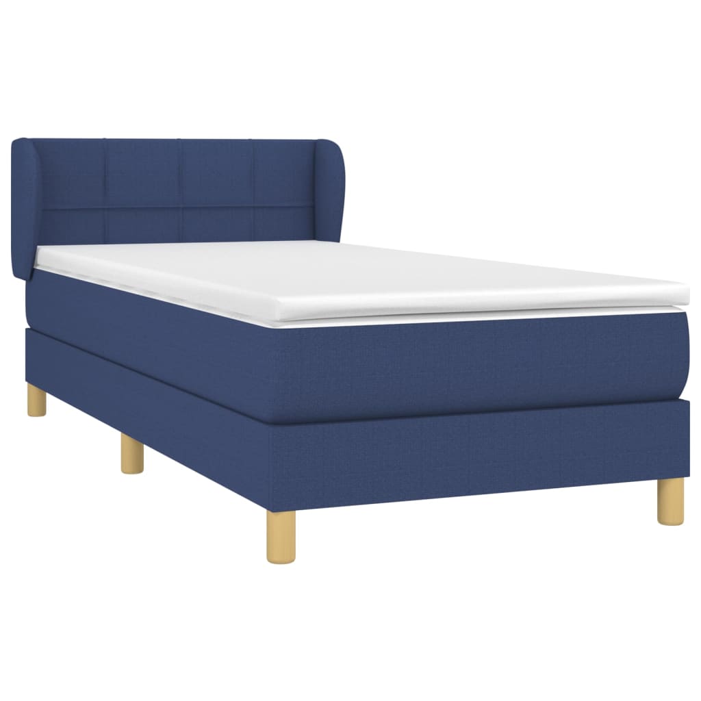 vidaXL Κρεβάτι Boxspring με Στρώμα Μπλε 90x190 εκ.Υφασμάτινο