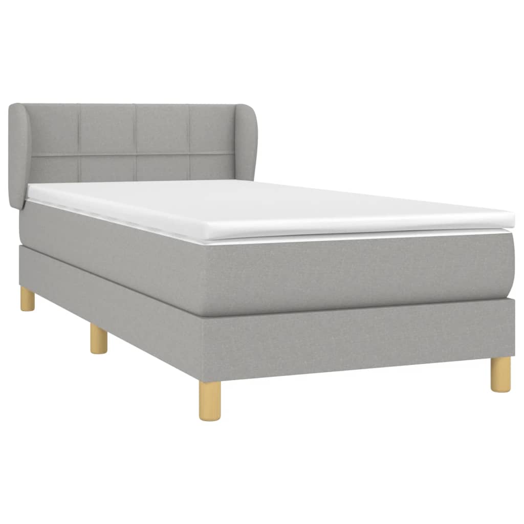 vidaXL Κρεβάτι Boxspring με Στρώμα Ανοιχτό Γκρι 100x200 εκ. Υφασμάτινο