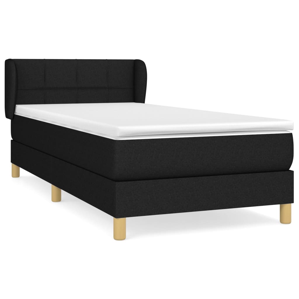vidaXL Κρεβάτι Boxspring με Στρώμα Μαύρο 100 x 200 εκ. Υφασμάτινο