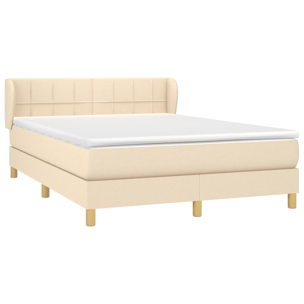 vidaXL Κρεβάτι Boxspring με Στρώμα Κρεμ 140x190 εκ. Υφασμάτινο
