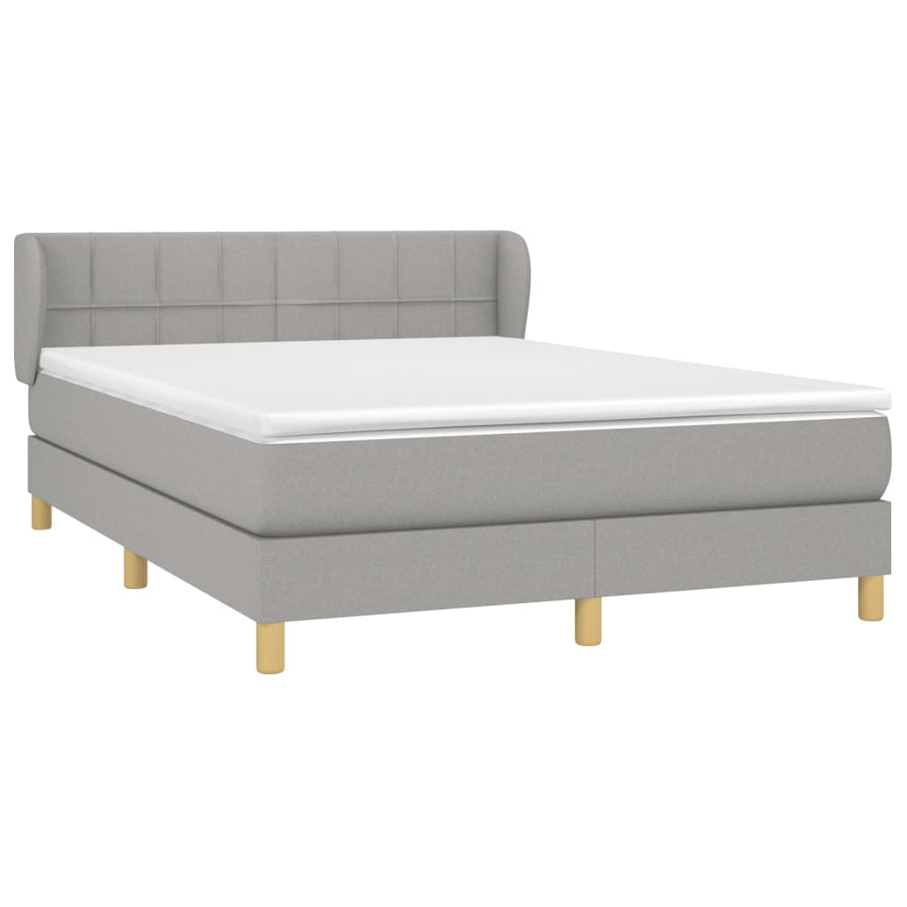 vidaXL Κρεβάτι Boxspring με Στρώμα Ανοιχτό Γκρι 140x200 εκ. Υφασμάτινο