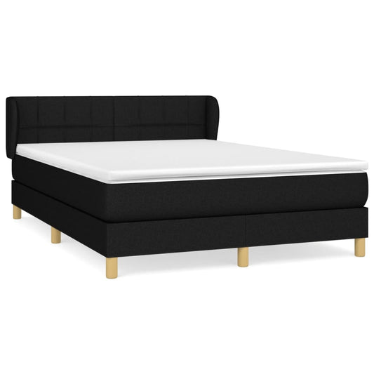 vidaXL Κρεβάτι Boxspring με Στρώμα Μαύρο 140x200 εκ. Υφασμάτινο