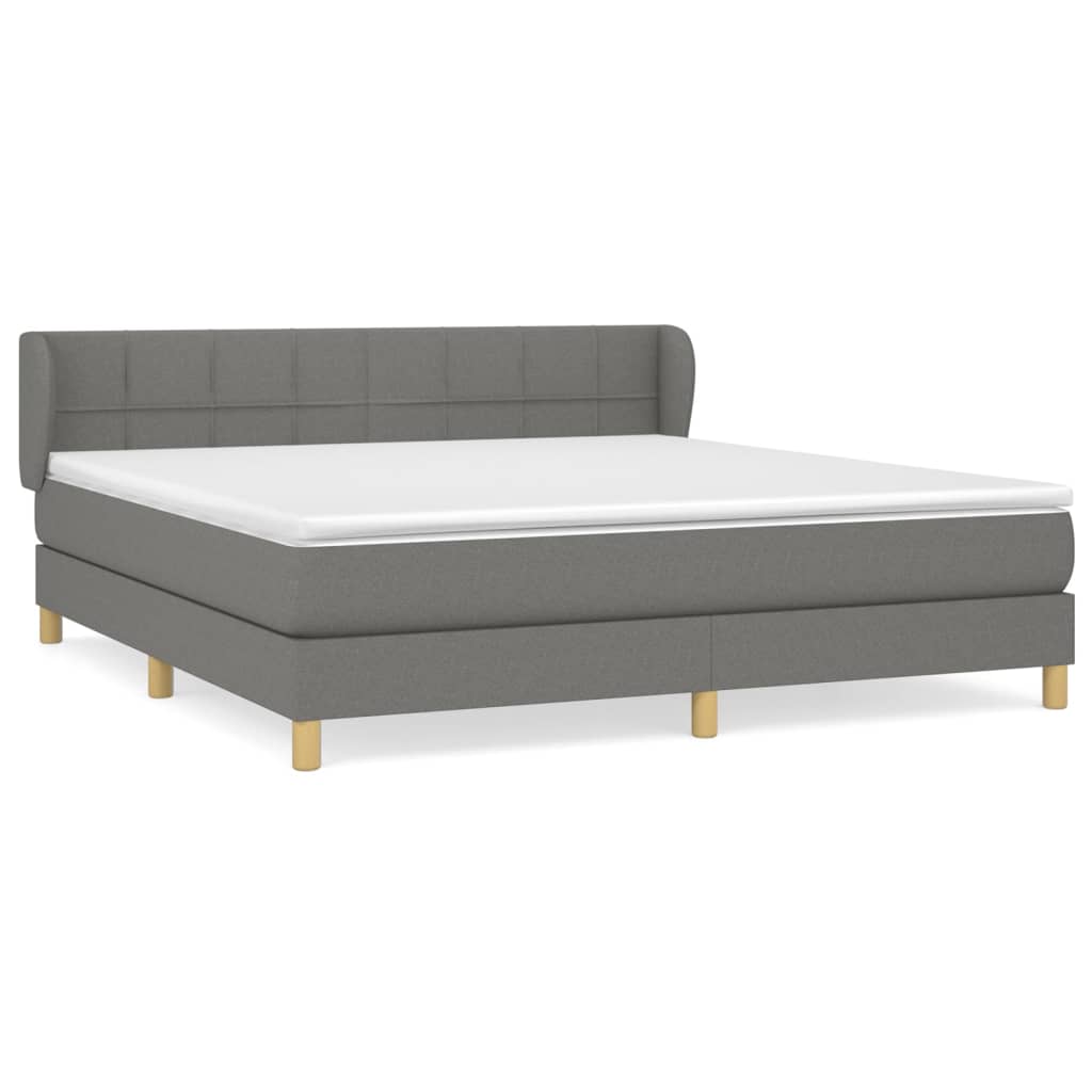 vidaXL Κρεβάτι Boxspring με Στρώμα Σκούρο Γκρι 160x200 εκ Υφασμάτινο