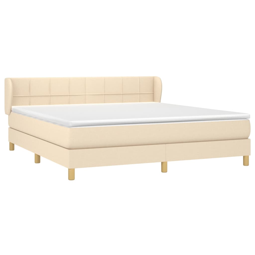 vidaXL Κρεβάτι Boxspring με Στρώμα Κρεμ 160x200 εκ. Υφασμάτινο