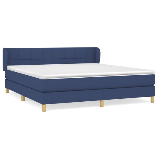 vidaXL Κρεβάτι Boxspring με Στρώμα Μπλε 160x200 εκ. Υφασμάτινο