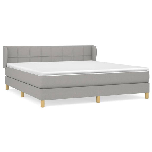 vidaXL Κρεβάτι Boxspring με Στρώμα Ανοιχτό Γκρι 180x200 εκ. Υφασμάτινο