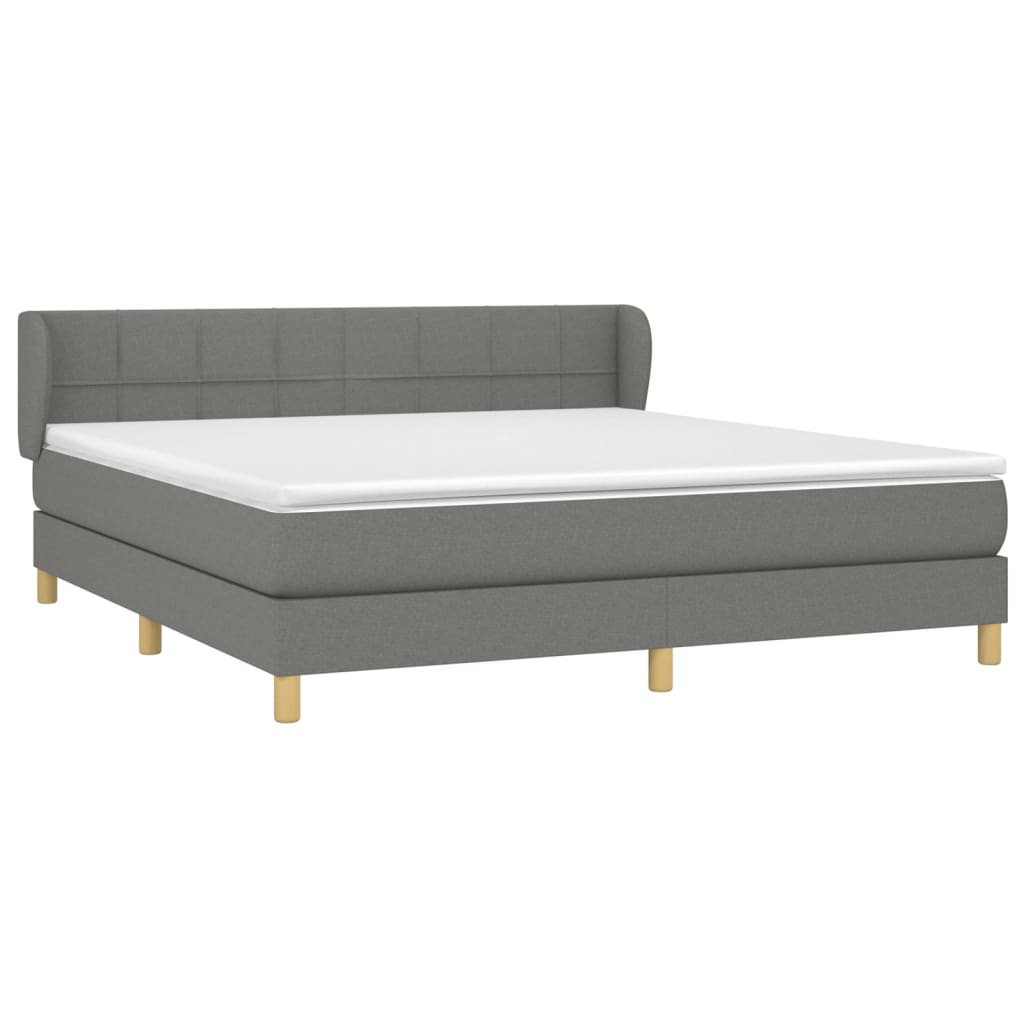 vidaXL Κρεβάτι Boxspring με Στρώμα Σκούρο Γκρι 180x200 εκ Υφασμάτιν