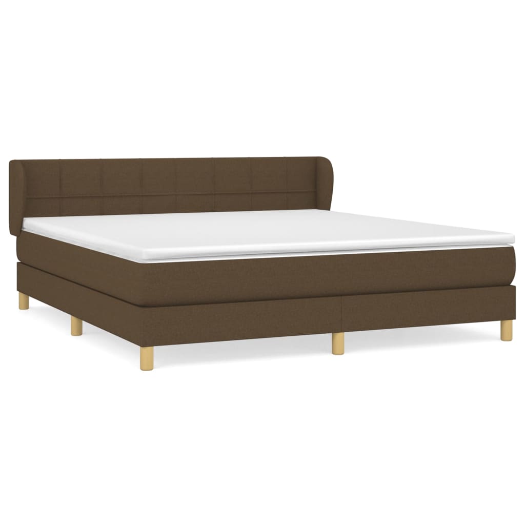 vidaXL Κρεβάτι Boxspring με Στρώμα Σκούρο Καφέ 180x200 εκ Υφασμάτινο