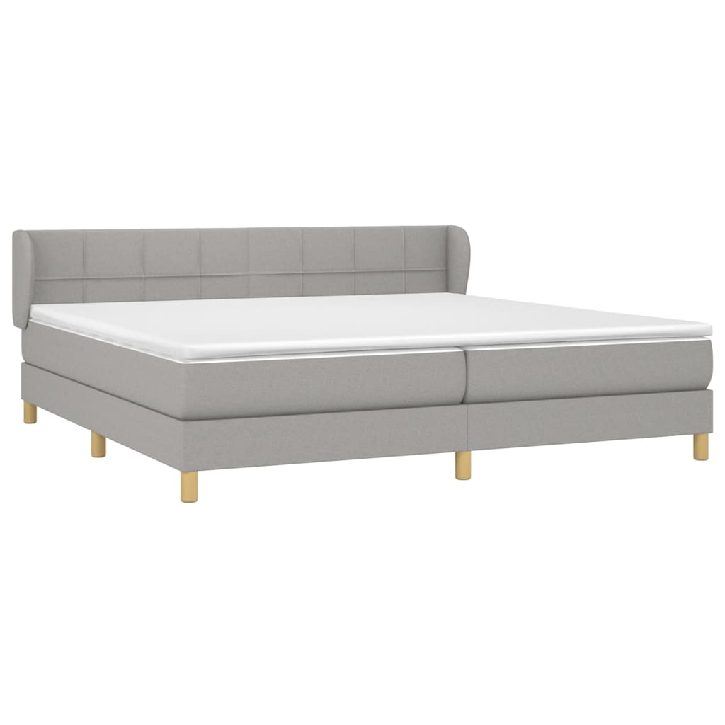 vidaXL Κρεβάτι Boxspring με Στρώμα Ανοιχτό Γκρι 200x200 εκ. Υφασμάτινο