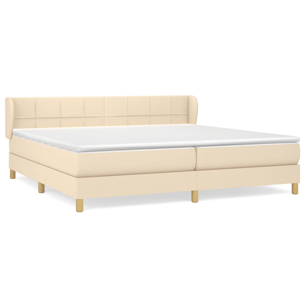 vidaXL Κρεβάτι Boxspring με Στρώμα Κρεμ 200x200 εκ. Υφασμάτινο