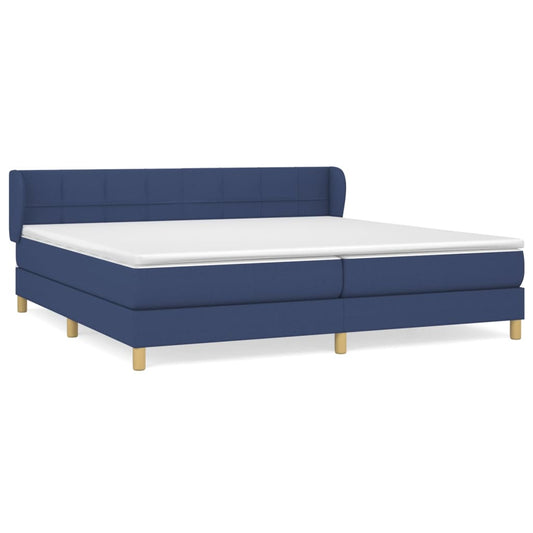 vidaXL Κρεβάτι Boxspring με Στρώμα Μπλε 200x200 εκ. Υφασμάτινο