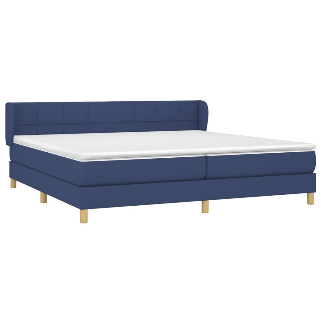 vidaXL Κρεβάτι Boxspring με Στρώμα Μπλε 200x200 εκ. Υφασμάτινο