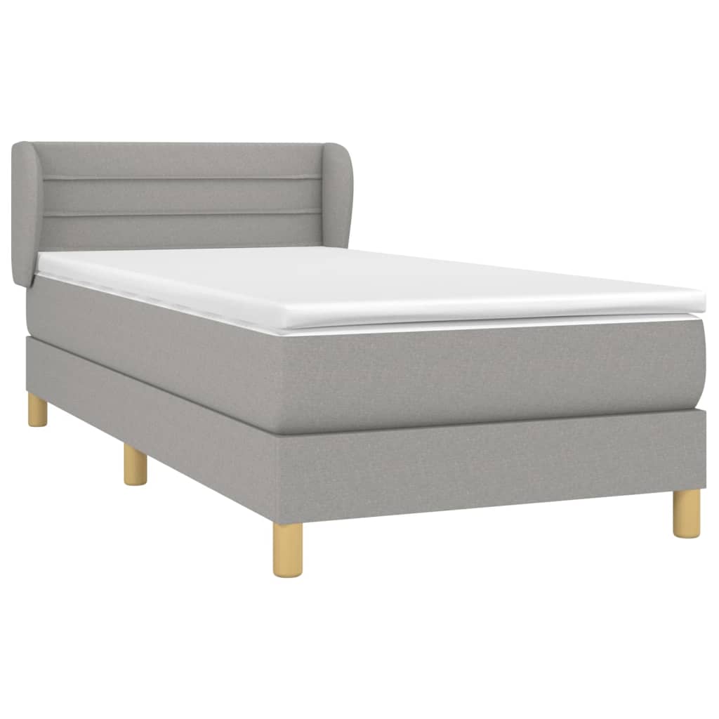 vidaXL Κρεβάτι Boxspring με Στρώμα Ανοιχτό Γκρι 80x200 εκ. Υφασμάτινο