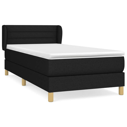 vidaXL Κρεβάτι Boxspring με Στρώμα Μαύρο 80 x 200 εκ. Υφασμάτινο