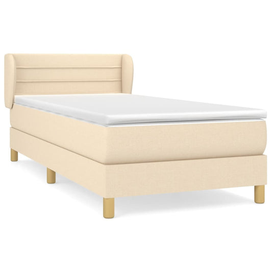 vidaXL Κρεβάτι Boxspring με Στρώμα Κρεμ 100 x 200 εκ. Υφασμάτινο