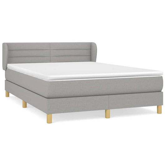vidaXL Κρεβάτι Boxspring με Στρώμα Ανοιχτό Γκρι 140x190 εκ. Υφασμάτινο