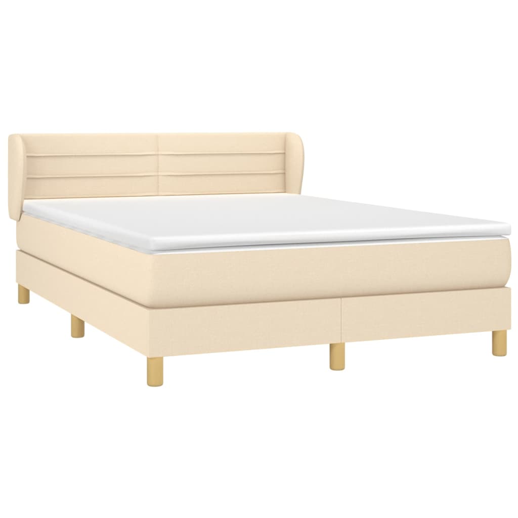 vidaXL Κρεβάτι Boxspring με Στρώμα Κρεμ 140x190 εκ. Υφασμάτινο