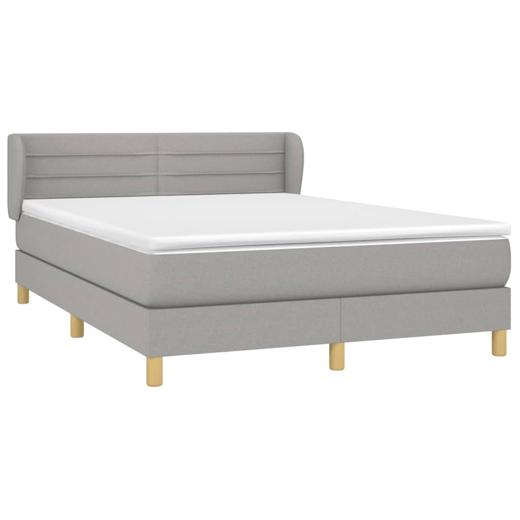 vidaXL Κρεβάτι Boxspring με Στρώμα Ανοιχτό Γκρι 140x200 εκ. Υφασμάτινο