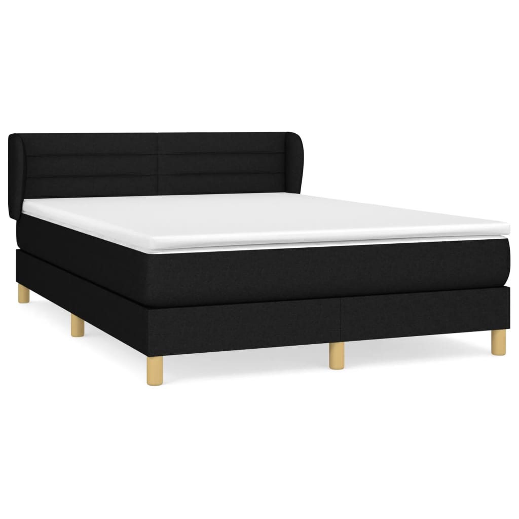 vidaXL Κρεβάτι Boxspring με Στρώμα Μαύρο 140x200 εκ. Υφασμάτινο