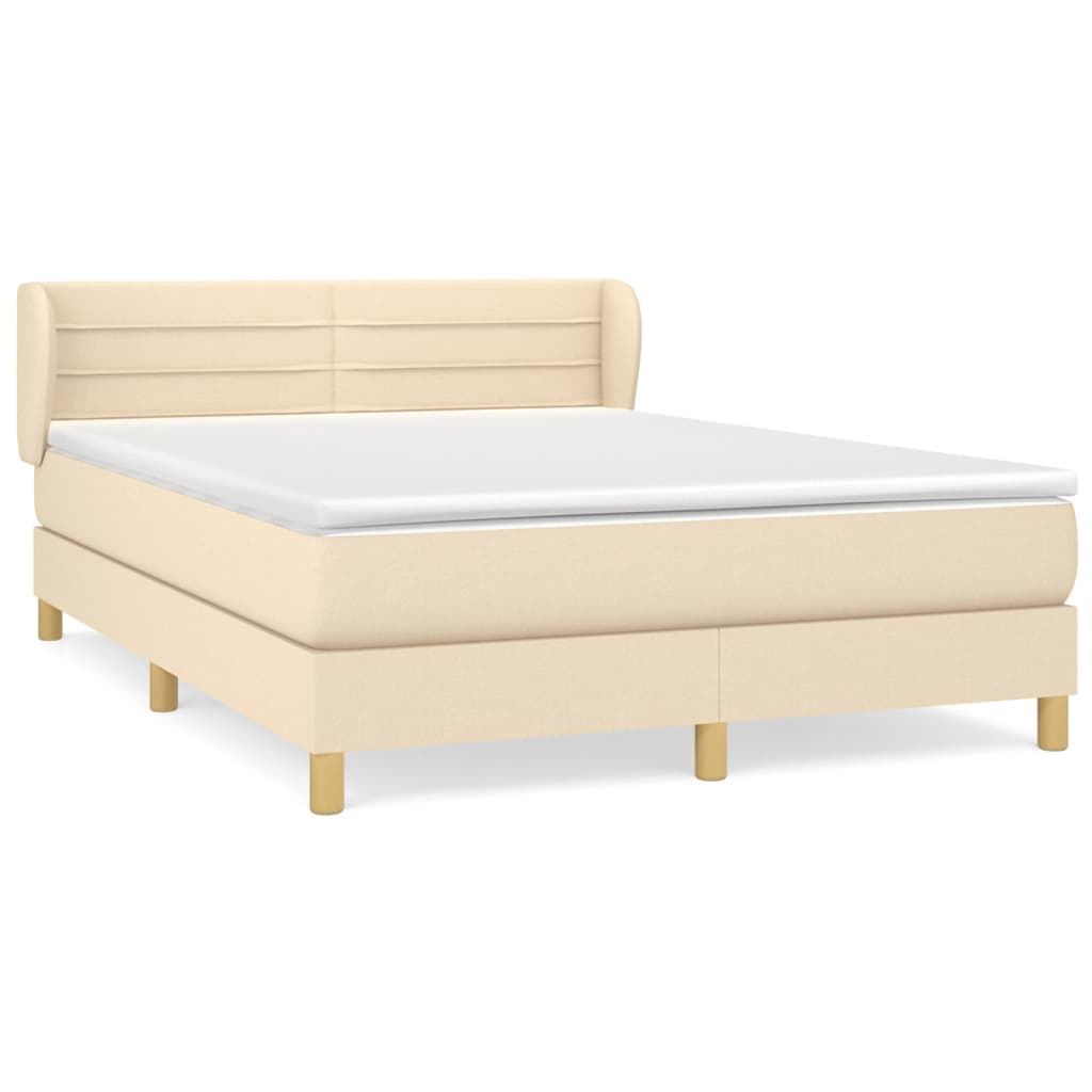 vidaXL Κρεβάτι Boxspring με Στρώμα Κρεμ 140x200 εκ. Υφασμάτινο