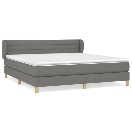 vidaXL Κρεβάτι Boxspring με Στρώμα Σκούρο Γκρι 160x200 εκ Υφασμάτινο