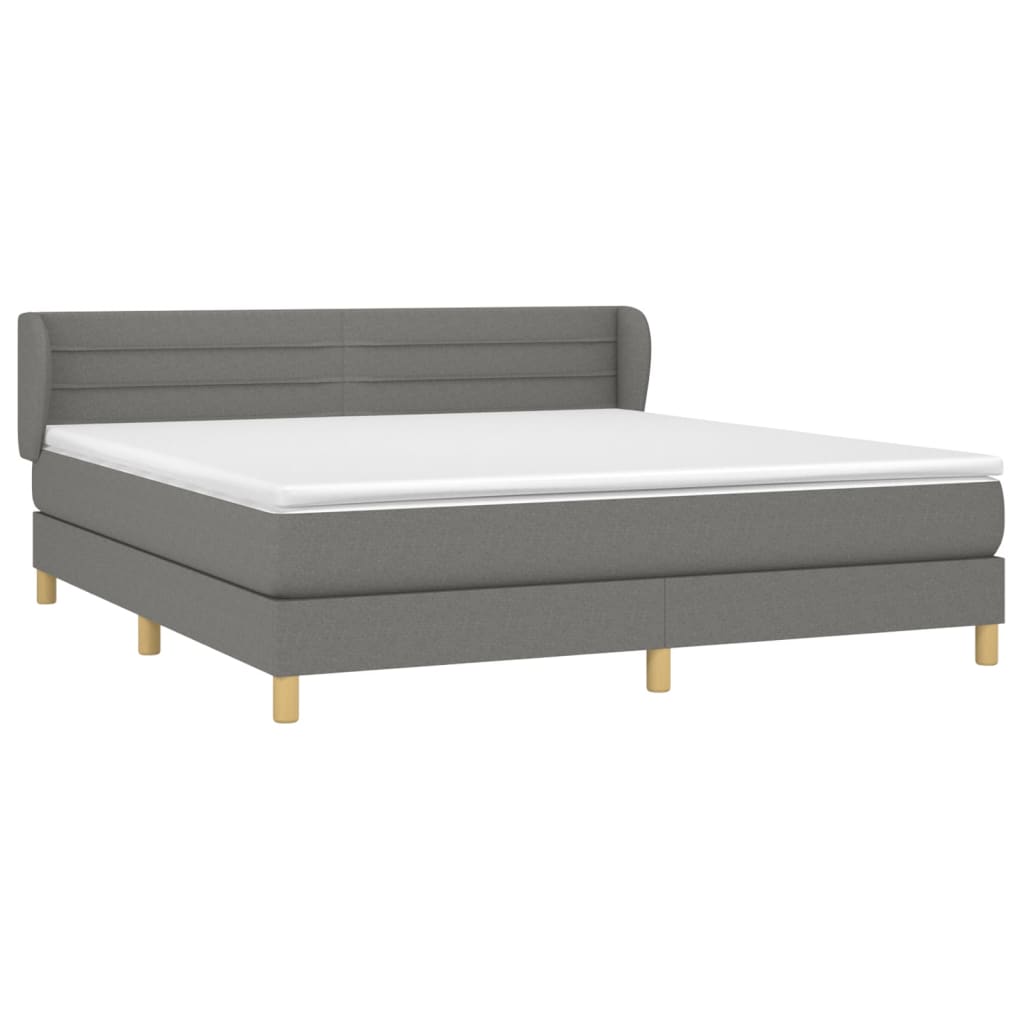 vidaXL Κρεβάτι Boxspring με Στρώμα Σκούρο Γκρι 160x200 εκ Υφασμάτινο
