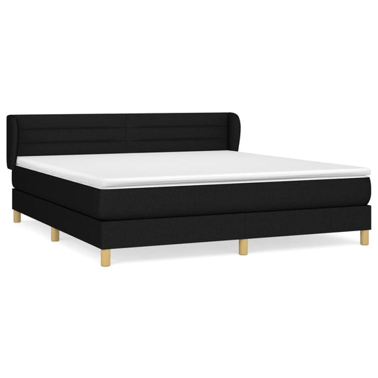 vidaXL Κρεβάτι Boxspring με Στρώμα Μαύρο 160x200 εκ. Υφασμάτινο