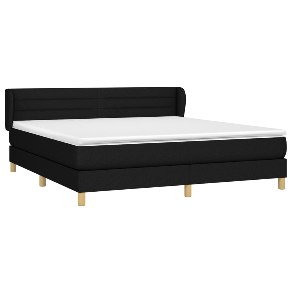 vidaXL Κρεβάτι Boxspring με Στρώμα Μαύρο 160x200 εκ. Υφασμάτινο
