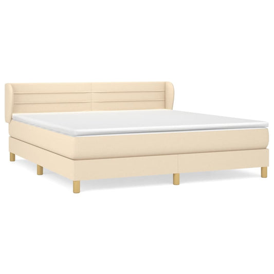 vidaXL Κρεβάτι Boxspring με Στρώμα Κρεμ 160x200 εκ. Υφασμάτινο