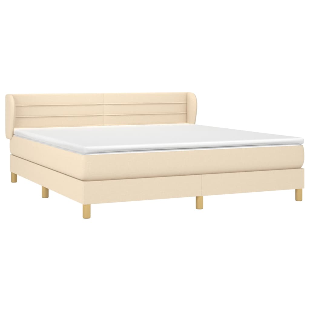 vidaXL Κρεβάτι Boxspring με Στρώμα Κρεμ 160x200 εκ. Υφασμάτινο