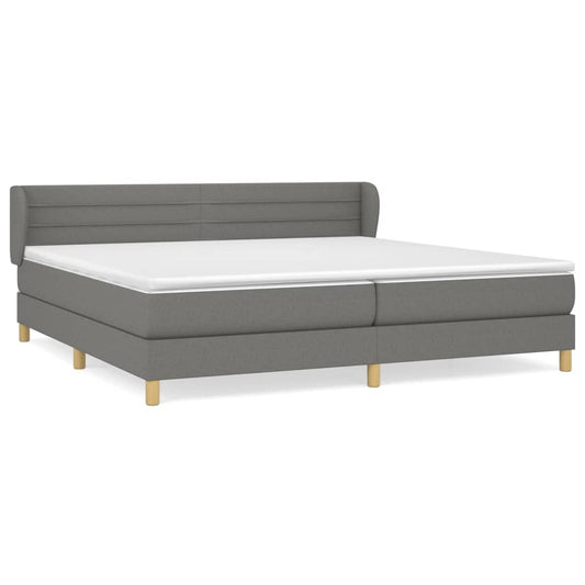 vidaXL Κρεβάτι Boxspring με Στρώμα Σκούρο Γκρι 200x200 εκ. Υφασμάτινο