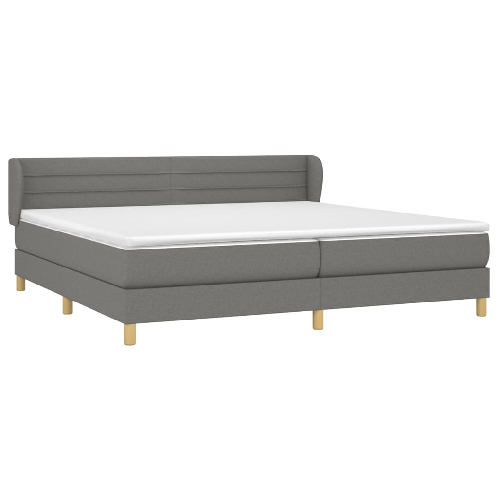 vidaXL Κρεβάτι Boxspring με Στρώμα Σκούρο Γκρι 200x200 εκ. Υφασμάτινο