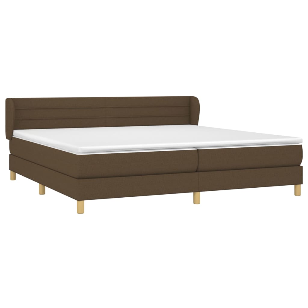 vidaXL Κρεβάτι Boxspring με Στρώμα Σκούρο Καφέ 200x200 εκ. Υφασμάτινο