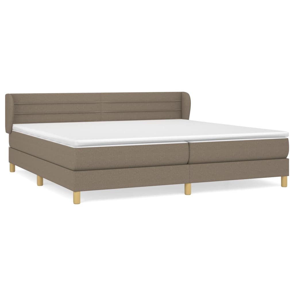 vidaXL Κρεβάτι Boxspring με Στρώμα Taupe 200x200 εκ. Υφασμάτινο