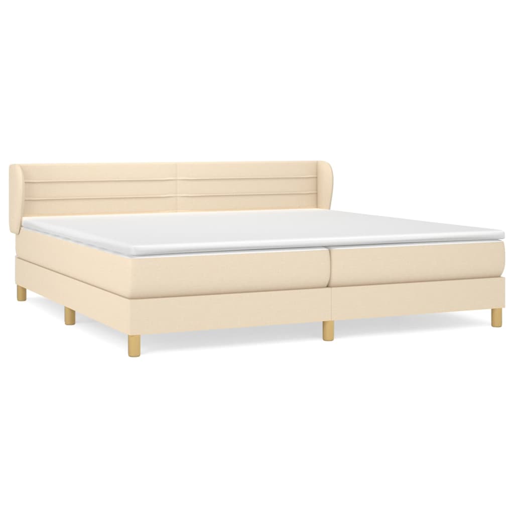 vidaXL Κρεβάτι Boxspring με Στρώμα Κρεμ 200x200 εκ. Υφασμάτινο