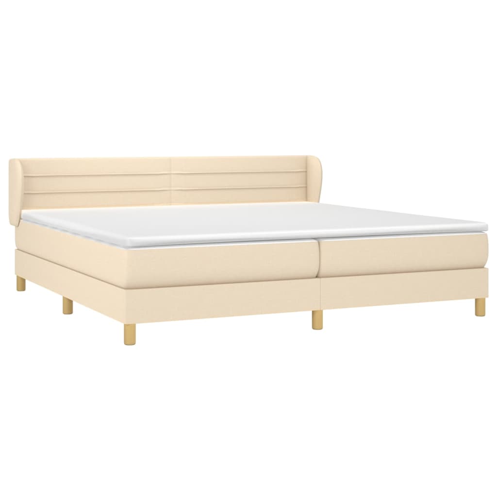 vidaXL Κρεβάτι Boxspring με Στρώμα Κρεμ 200x200 εκ. Υφασμάτινο