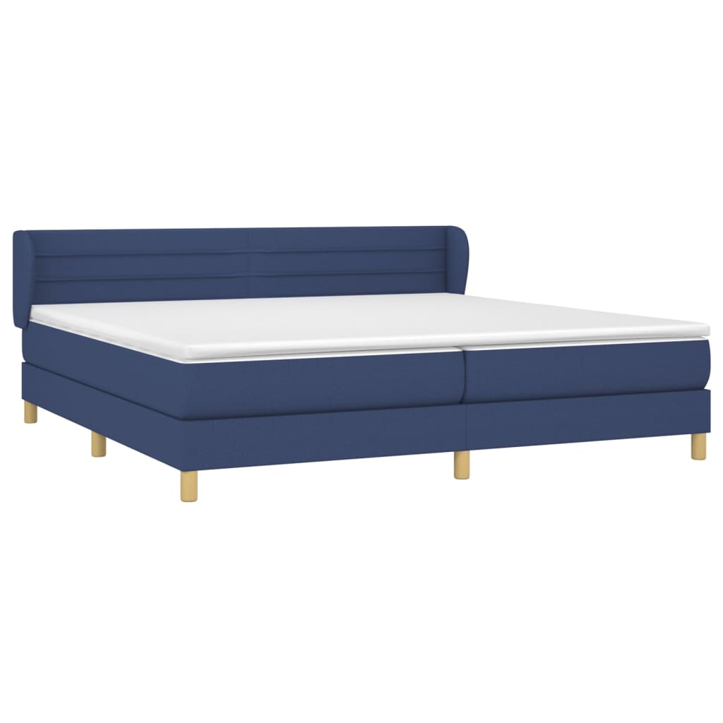 vidaXL Κρεβάτι Boxspring με Στρώμα Μπλε 200x200 εκ. Υφασμάτινο