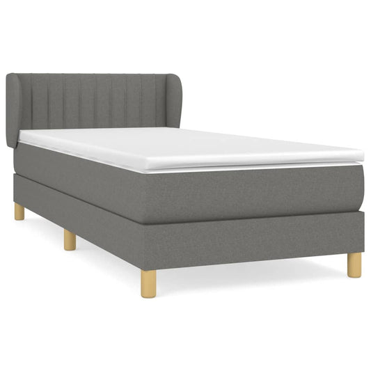 vidaXL Κρεβάτι Boxspring με Στρώμα Σκούρο Γκρι 90x190 εκ. Υφασμάτινο